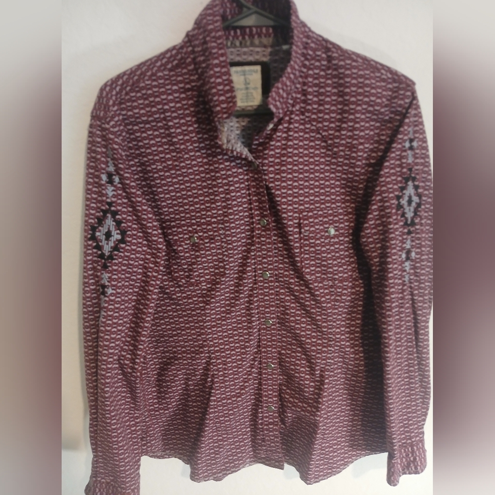 Panhandle Slim Maroon Patterned Casual Button Down Shirt